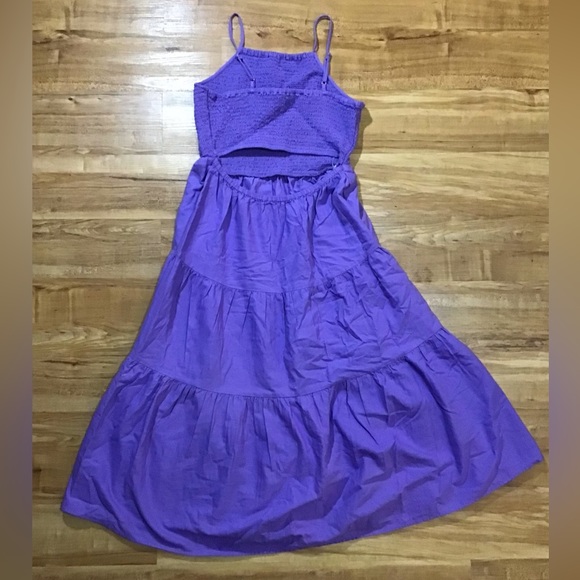 NWOT Women’s Cut Out Purple Tiered Peasant Dress - Picture 9 of 14